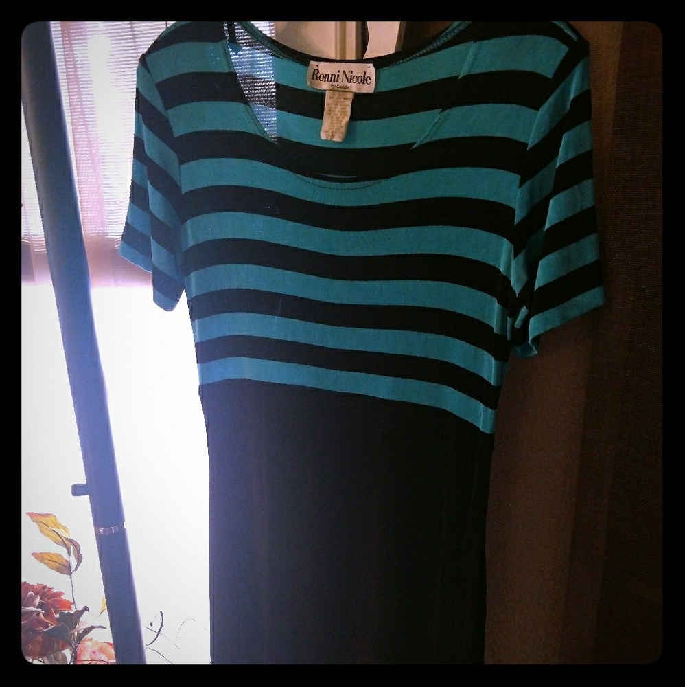Ronni Nicole by Ouida Dress Turquoise & Black Sz 8